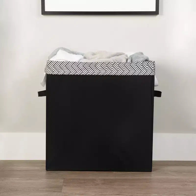 Slim Laundry Hamper with Removable Mesh Bag Narrow Black 70L