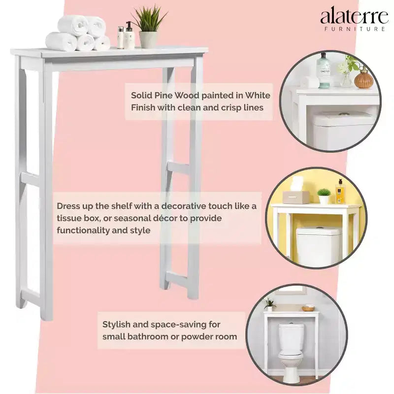 Over The Toilet Etagere White Wood