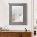 Mid-Century Modern Wooden Medicine Cabinet Gray Mirrored Door