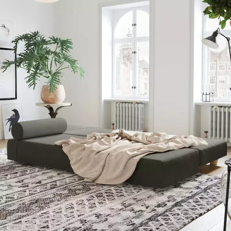 Daybed Fold-Out Queen-Size Sleeper Microvelvet