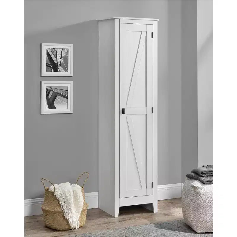 18" Wide Farmhouse Storage Cabinet Rustic Black 4 Shelves