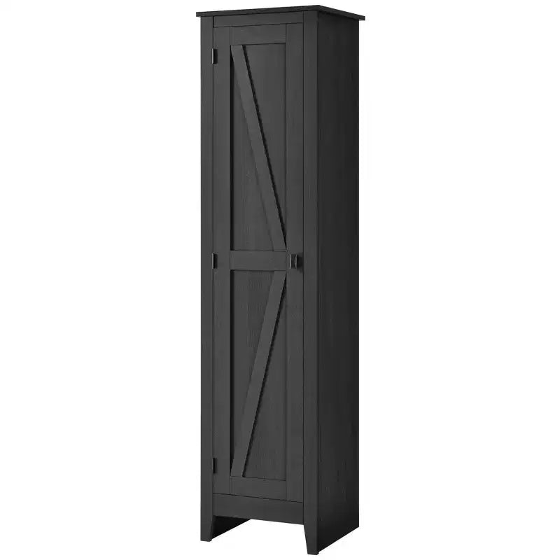 18" Wide Farmhouse Storage Cabinet Rustic Black 4 Shelves