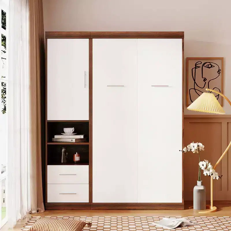 Full Size Murphy Bed Wall Bed Folds into Cabinet with Shelves