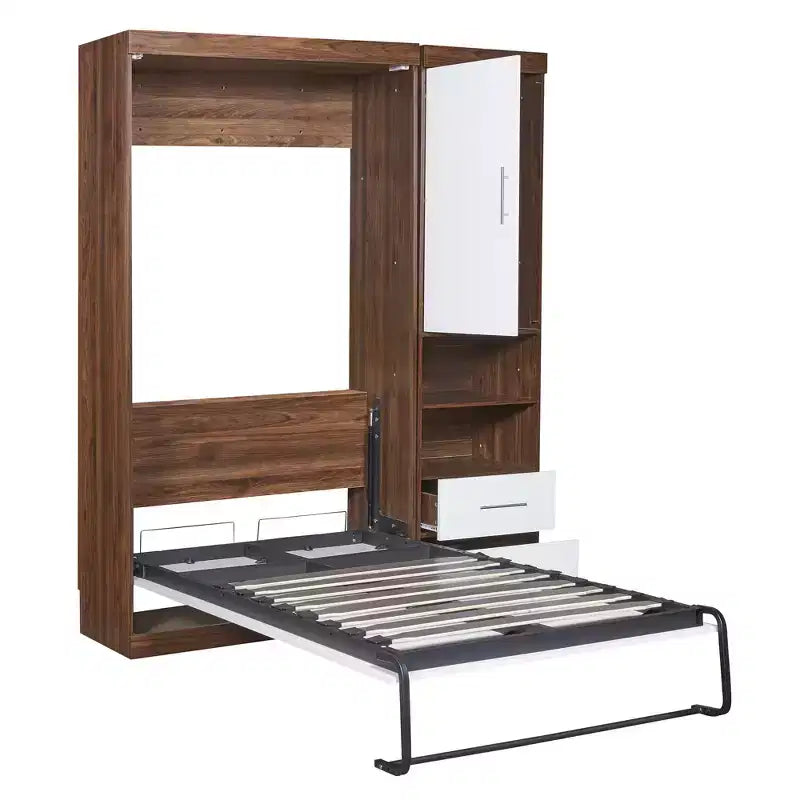 Full Size Murphy Bed Wall Bed Folds into Cabinet with Shelves