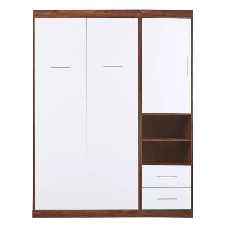 Full Size Murphy Bed Wall Bed Folds into Cabinet with Shelves