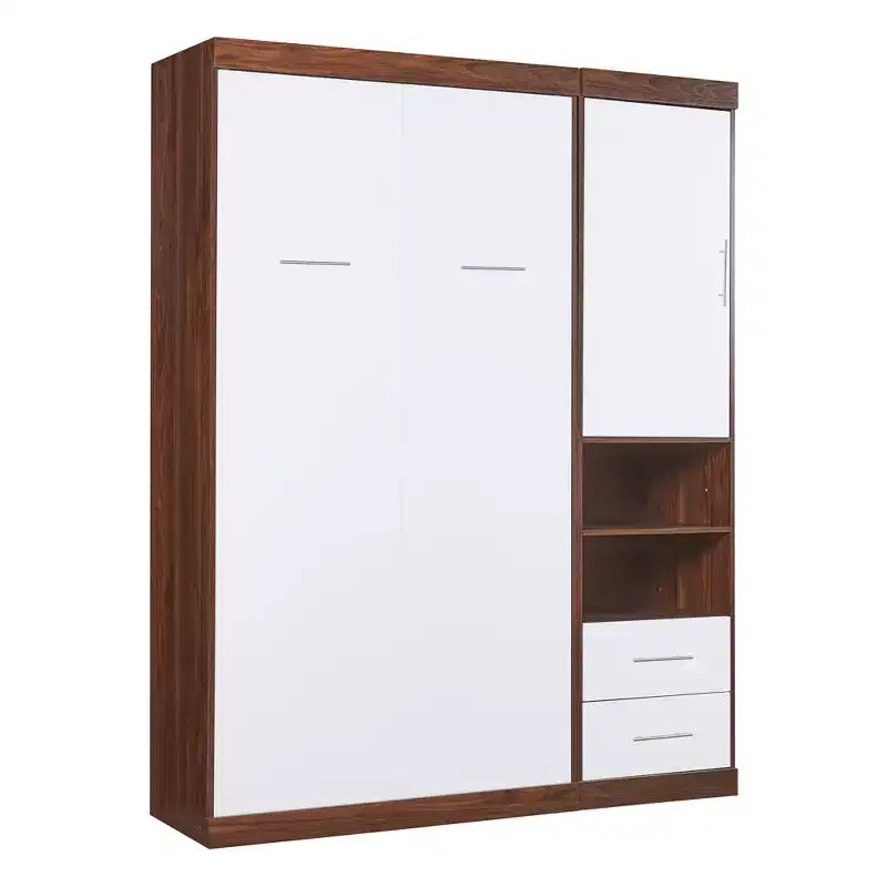 Full Size Murphy Bed Wall Bed Folds into Cabinet with Shelves