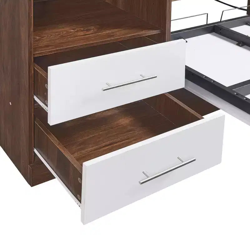 Full Size Murphy Bed Wall Bed Folds into Cabinet with Shelves