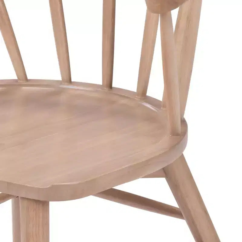 Set of 2 Windsor Solid Wood Dining Chairs Rubberwood