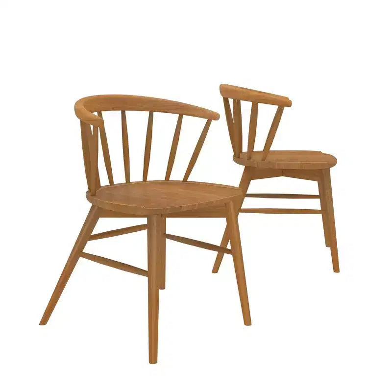 Set of 2 Windsor Solid Wood Dining Chairs Rubberwood