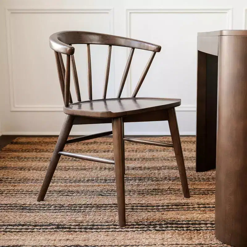 Set of 2 Windsor Solid Wood Dining Chairs Rubberwood