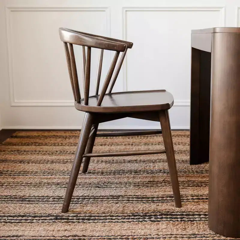 Set of 2 Windsor Solid Wood Dining Chairs Rubberwood