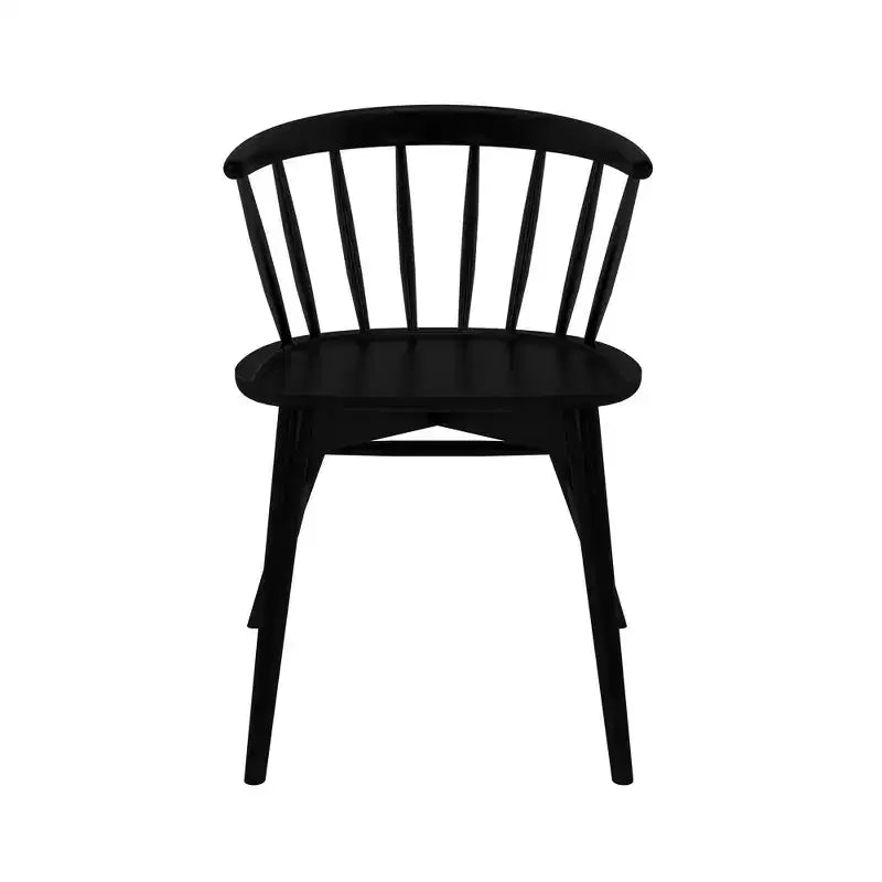 Set of 2 Windsor Solid Wood Dining Chairs Rubberwood
