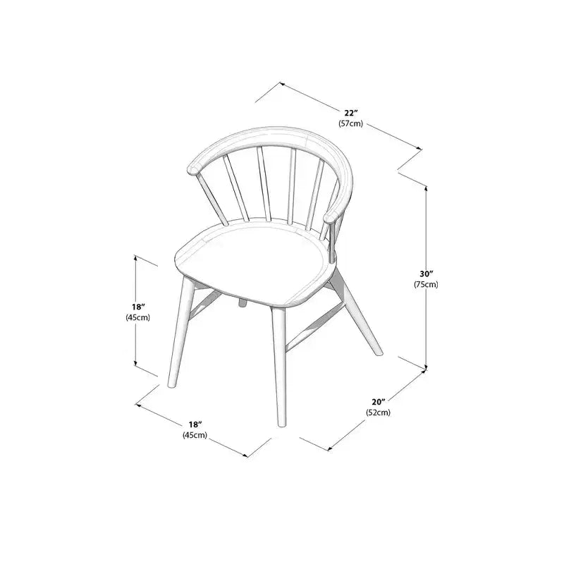 Set of 2 Windsor Solid Wood Dining Chairs Rubberwood