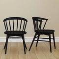 Set of 2 Windsor Solid Wood Dining Chairs Rubberwood