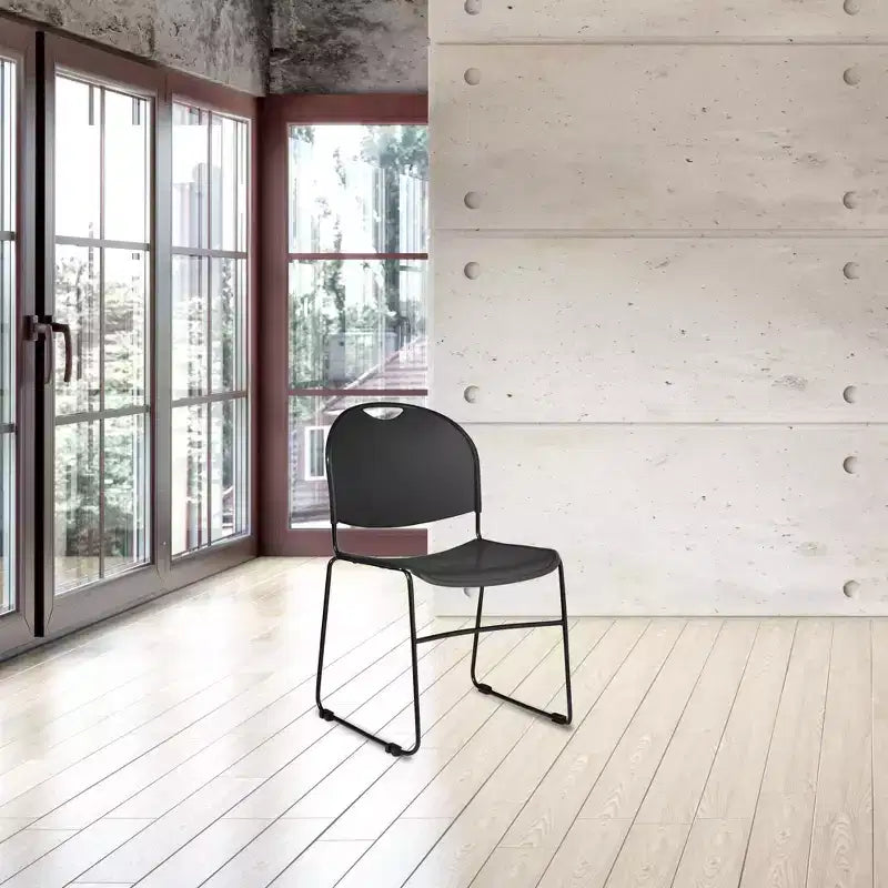 2-Pack Multi Purpose Ultra Compact Stack Chair Black Sled Base Polypropylene