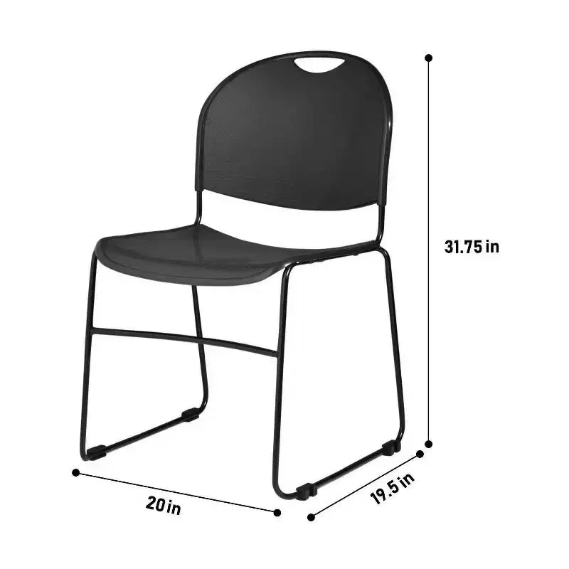 2-Pack Multi Purpose Ultra Compact Stack Chair Black Sled Base Polypropylene