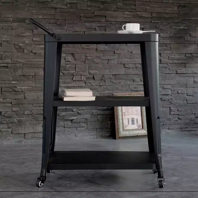 3-Tier Industrial Dining Cart with Wheels and Storage Stainless Steel