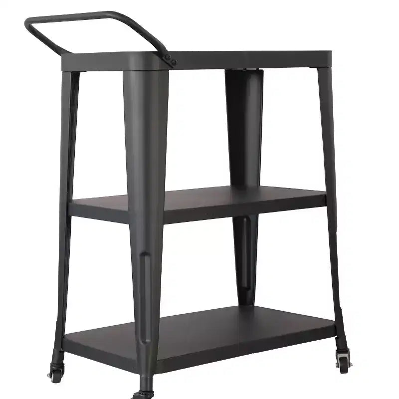 3-Tier Industrial Dining Cart with Wheels and Storage Stainless Steel