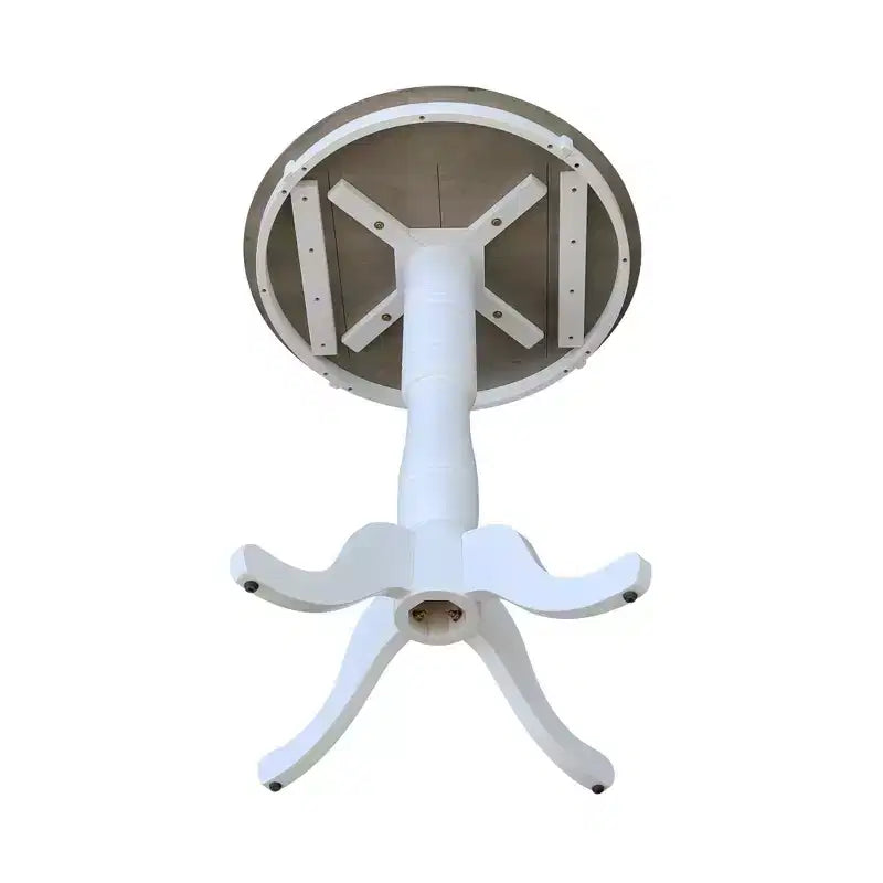 41" Bar Height Round Pedestal Table White/Heather Gray Solid Parawood Seats 2