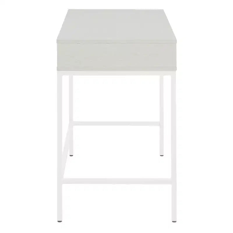 40" Desk with Drawer and Shelf White Oak Steel Frame MDF Surface