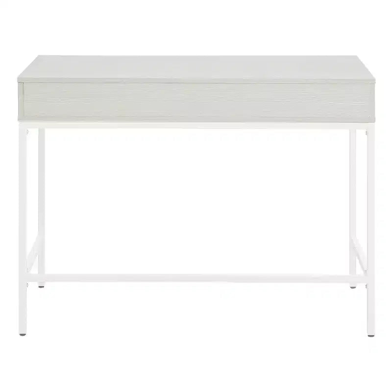 40" Desk with Drawer and Shelf White Oak Steel Frame MDF Surface