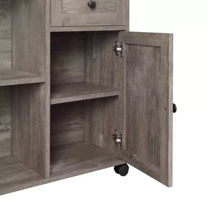 Mid-Century Modern Workstation Scottish Alder with Storage MDF Surface