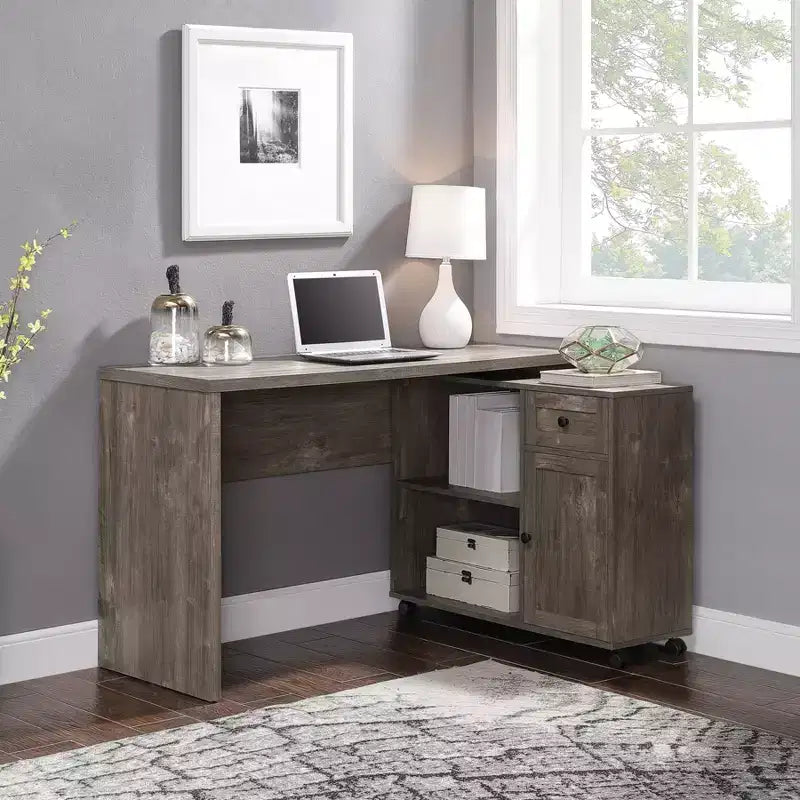 Mid-Century Modern Workstation Scottish Alder with Storage MDF Surface