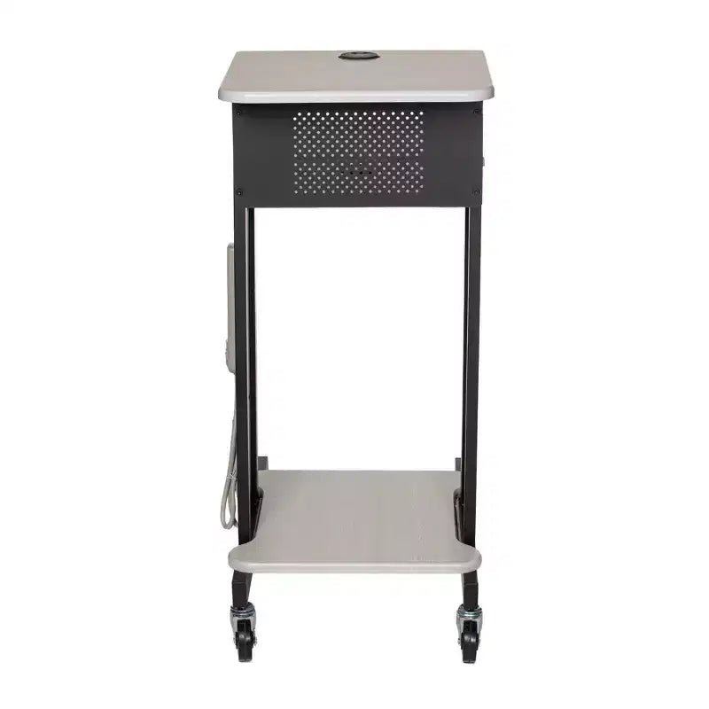 Mobile Presentation Lecture Podium Cart with Power Strip
