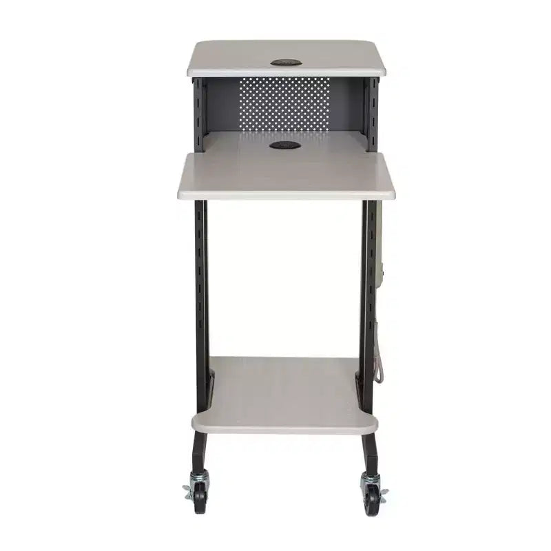 Mobile Presentation Lecture Podium Cart with Power Strip