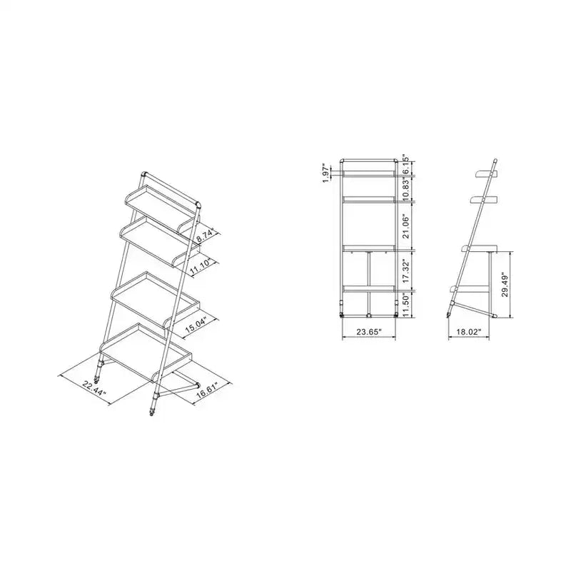 70.86" Ladder Display Shelf Vintage Gray Oak Industrial 4-Tier