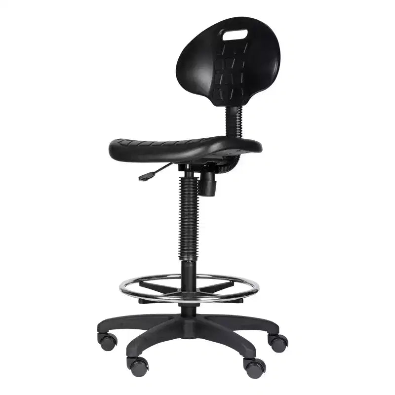 22"-32" Adjustable Height Polyurethane Task Chair Swivel Lumbar Support Wheels