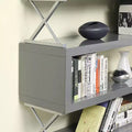 Bibliothèque ouverte en S à 5 niveaux de 138,13 cm gris