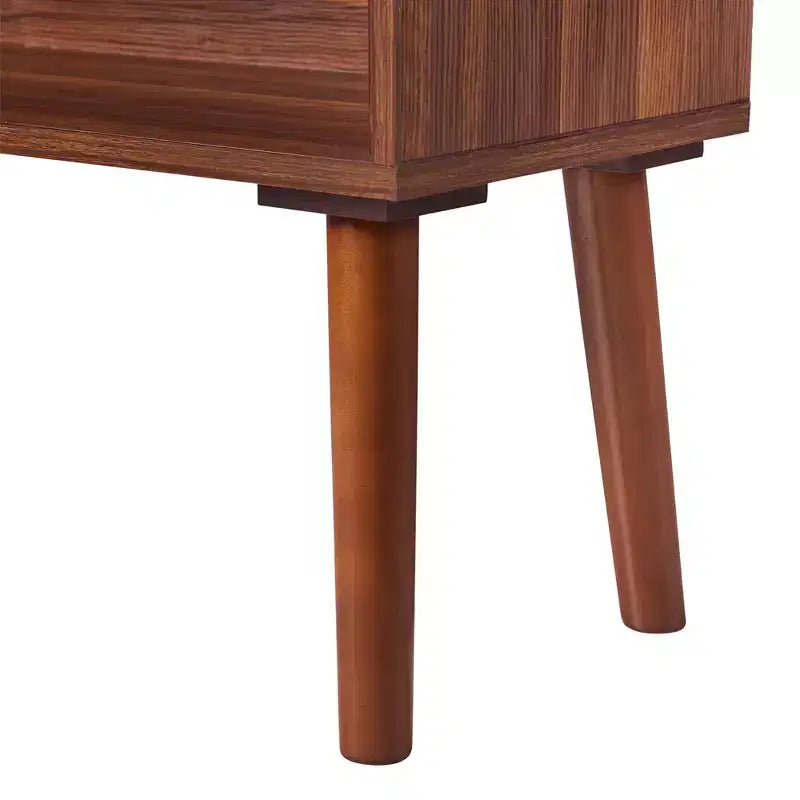 58" Bookshelf with Faux Marble Top Solid Wood Legs Walnut Mid-Century 4 Open Shelves