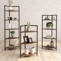 63.75" 5-Tier Corner Bookshelf Sand Black Industrial Style MDF