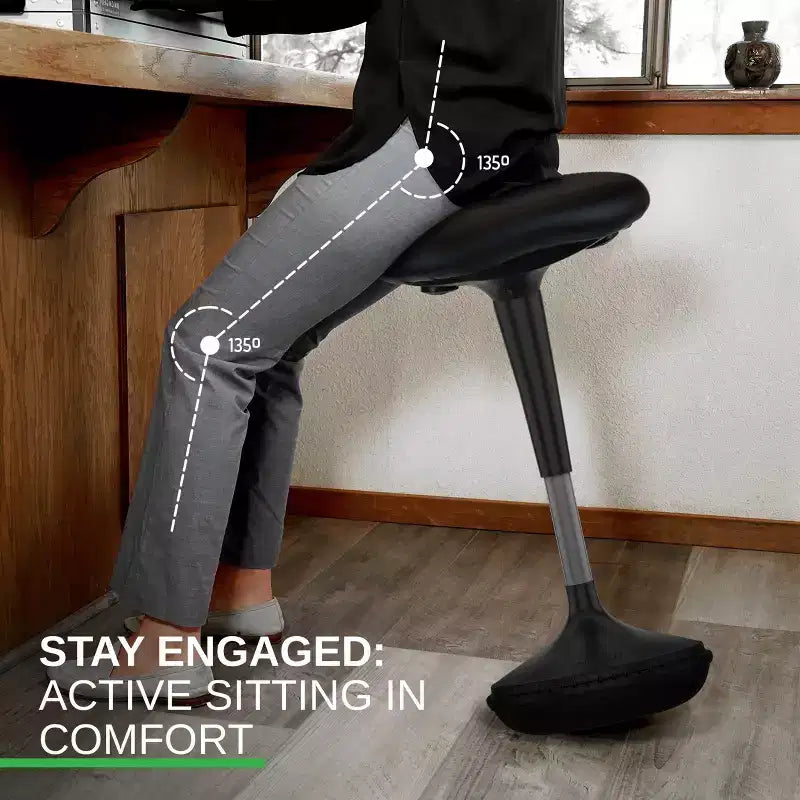 Standing Desk Stool Black Vinyl Adjustable Height Active Sitting