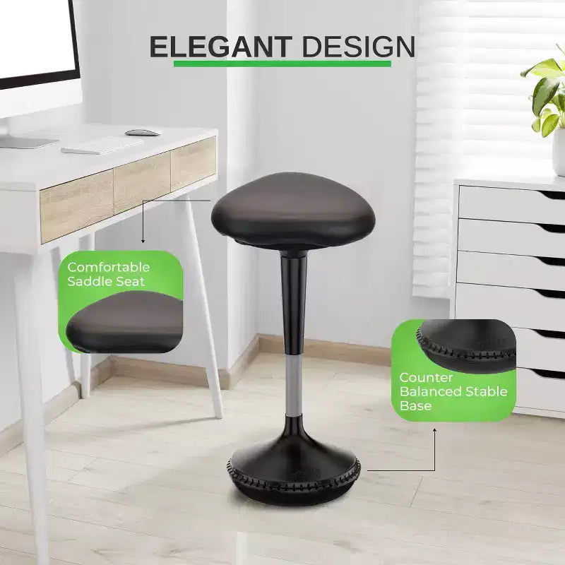 Standing Desk Stool Black Vinyl Adjustable Height Active Sitting