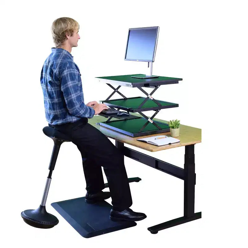 Standing Desk Stool Black Vinyl Adjustable Height Active Sitting