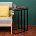 Casual C Shaped End Table Metal Frame Rustic Brown -  Products: Slide Under Sofa, Snack & Lamp Stand