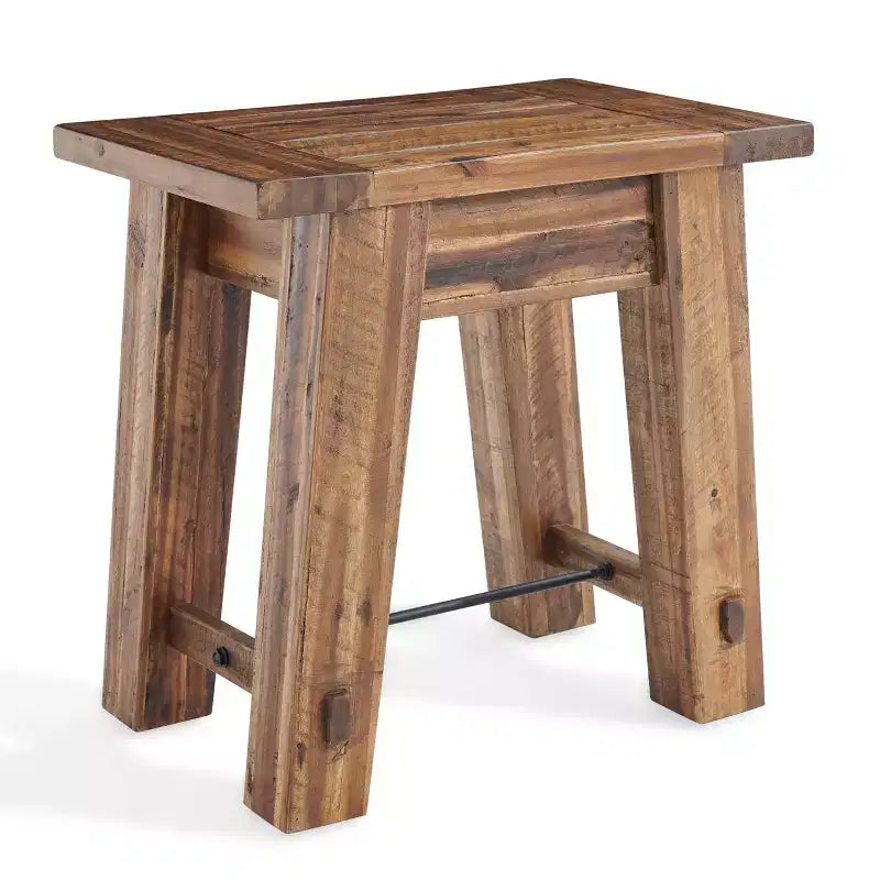 48" Industrial Coffee Table and 2 End Tables Dark Brown Solid Acacia