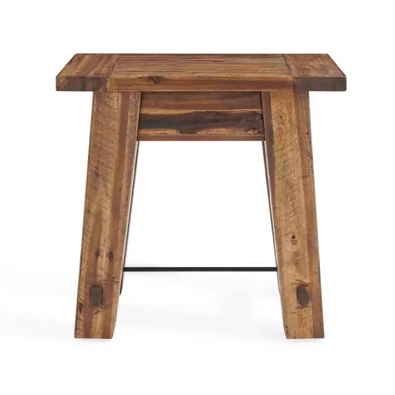 48" Industrial Coffee Table and 2 End Tables Dark Brown Solid Acacia