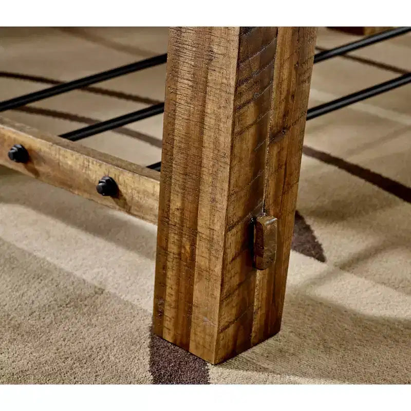 48" Industrial Coffee Table and 2 End Tables Dark Brown Solid Acacia