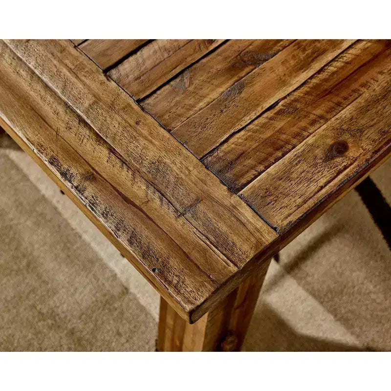 48" Industrial Coffee Table and 2 End Tables Dark Brown Solid Acacia