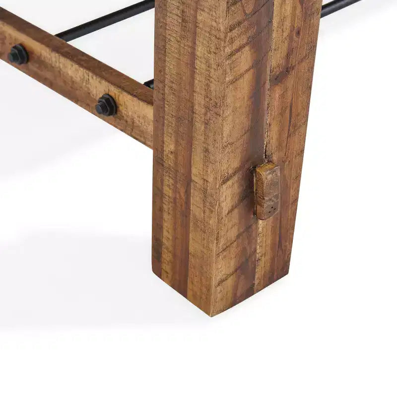 48" Industrial Coffee Table and 2 End Tables Dark Brown Solid Acacia