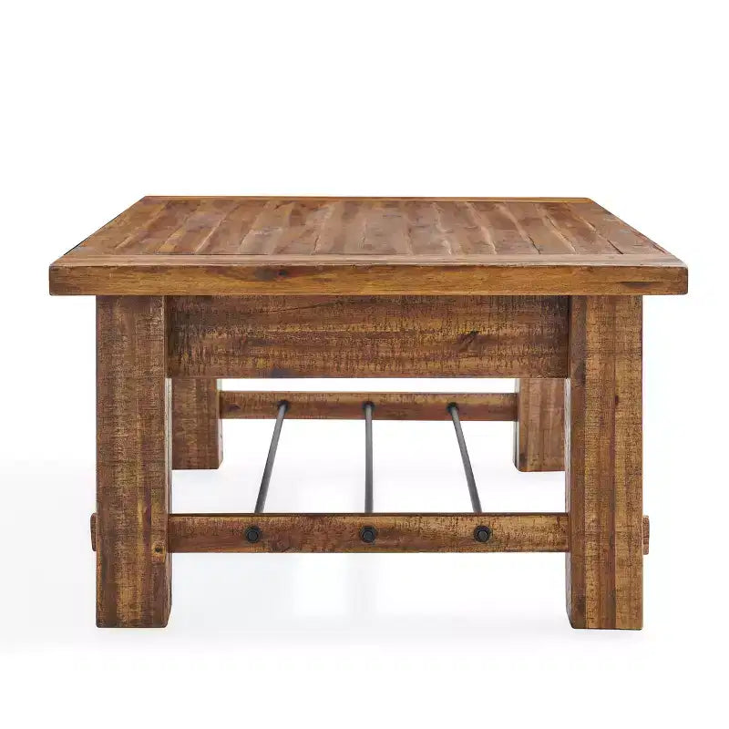 48" Industrial Coffee Table and 2 End Tables Dark Brown Solid Acacia