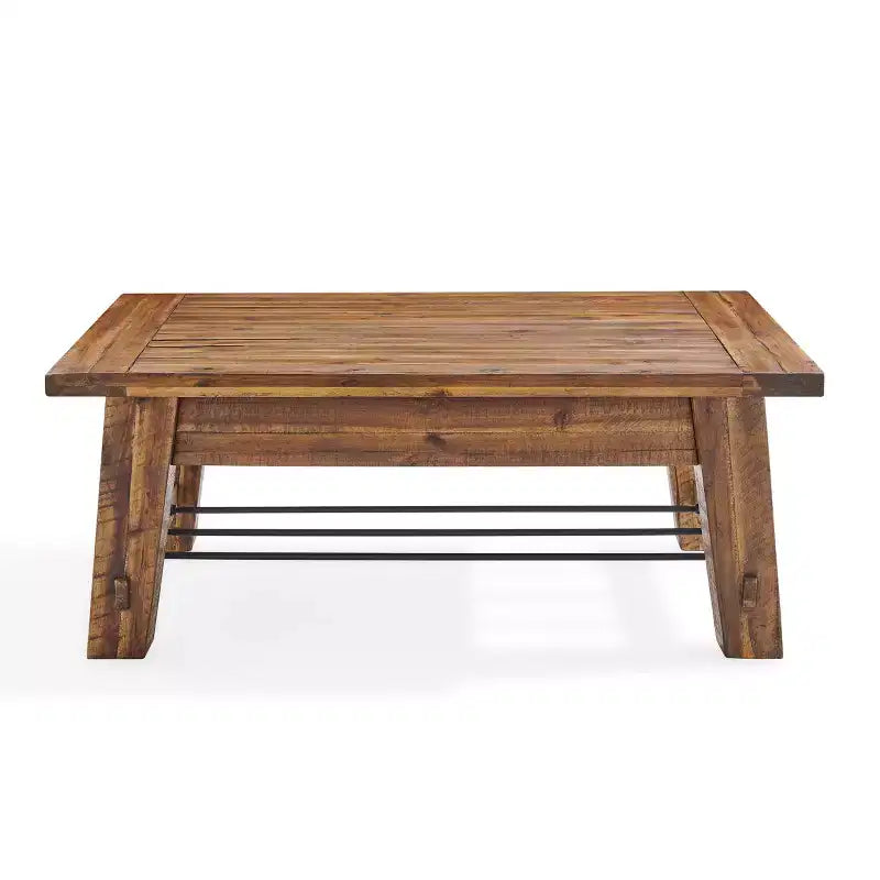 48" Industrial Coffee Table and 2 End Tables Dark Brown Solid Acacia