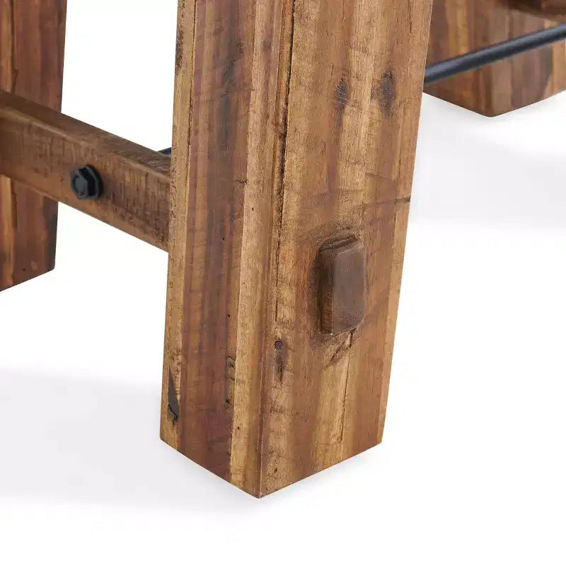 48" Industrial Coffee Table and 2 End Tables Dark Brown Solid Acacia