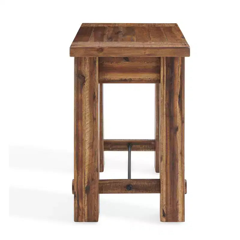 48" Industrial Coffee Table and 2 End Tables Dark Brown Solid Acacia