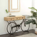 Console en métal de style campagnard, piétement en fer rouge, plateau en MDF, aucun assemblage requis
