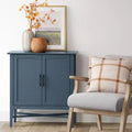 Storage Cabinet Navy Pine Frame Divided Interior