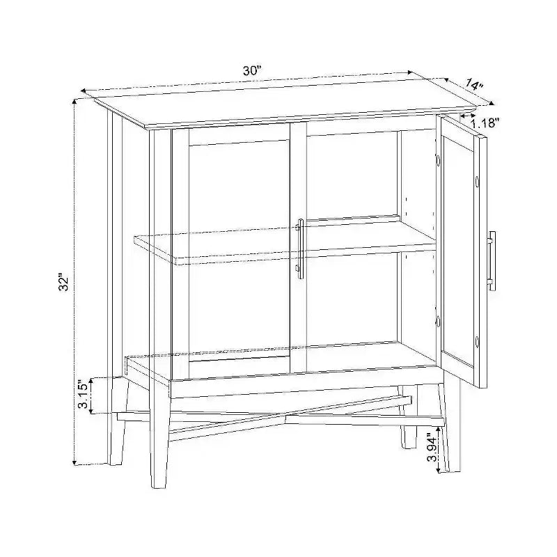 Storage Cabinet Navy Pine Frame Divided Interior